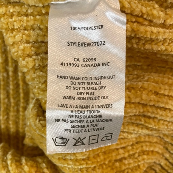 Elena Wang Womens Sweater Sm Mustard Yellow Mock Neck Ribbed Decorative Pockets - Picture 5 of 8
